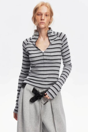 Vintage Striped Slim Knit Top