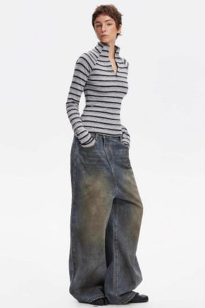 Vintage Striped Slim Knit Top