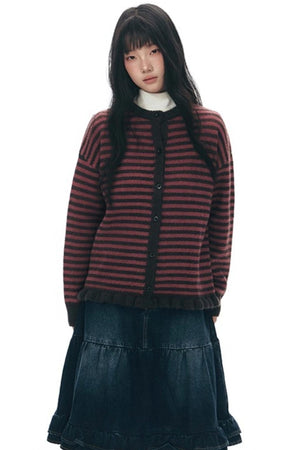 Vintage Striped Sweater Cardigan