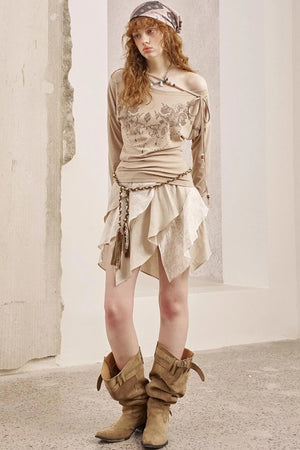 Vintage Totem Slanted Shoulder Pullover