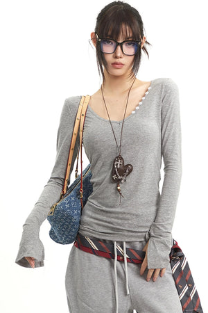 Vintage V-Neck Striped Tee