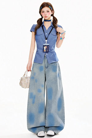 Vintage Washed Blue Denim Pants