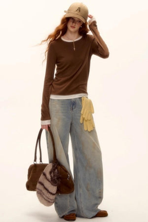 Vintage Washed Denim Pants