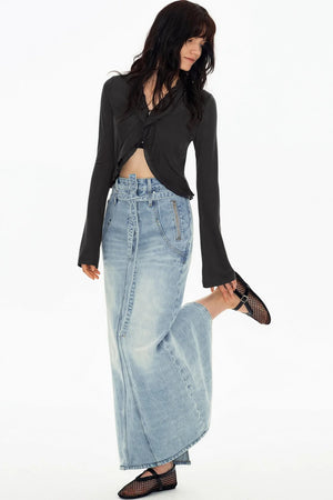 Vintage Washed Denim Skirt