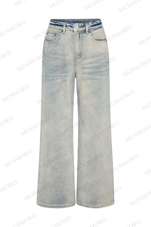 Vintage Washed Wide-Leg Jeans
