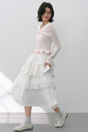 Vintage White Flower Puffy Skirt