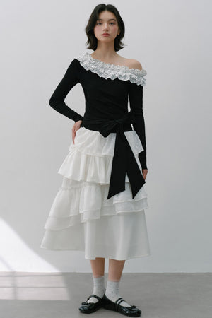 Vintage White Flower Puffy Skirt