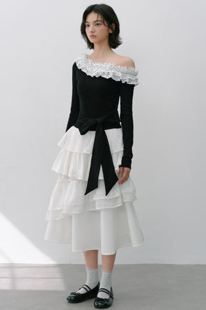 Vintage White Flower Puffy Skirt