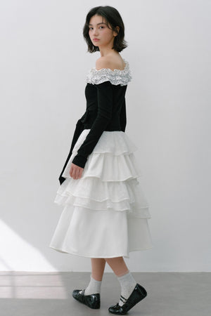 Vintage White Flower Puffy Skirt