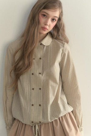 Vintage White Plaid Long Sleeve Inner Shirt