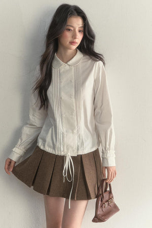 Vintage White Plaid Long Sleeve Inner Shirt