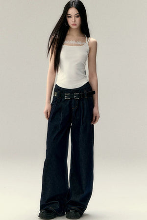 Vintage Wide-Leg Denim Pants
