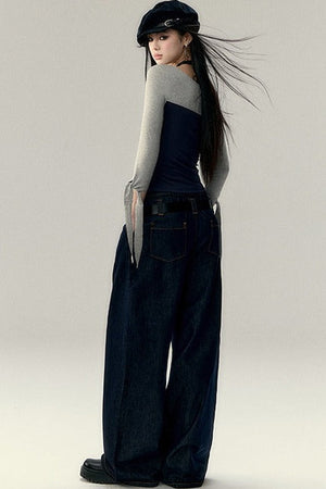 Vintage Wide-Leg Denim Pants