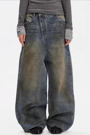 Vintage Yellow Distressed Jeans