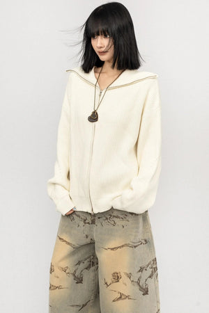 Vintage Zipper Sweater Coat