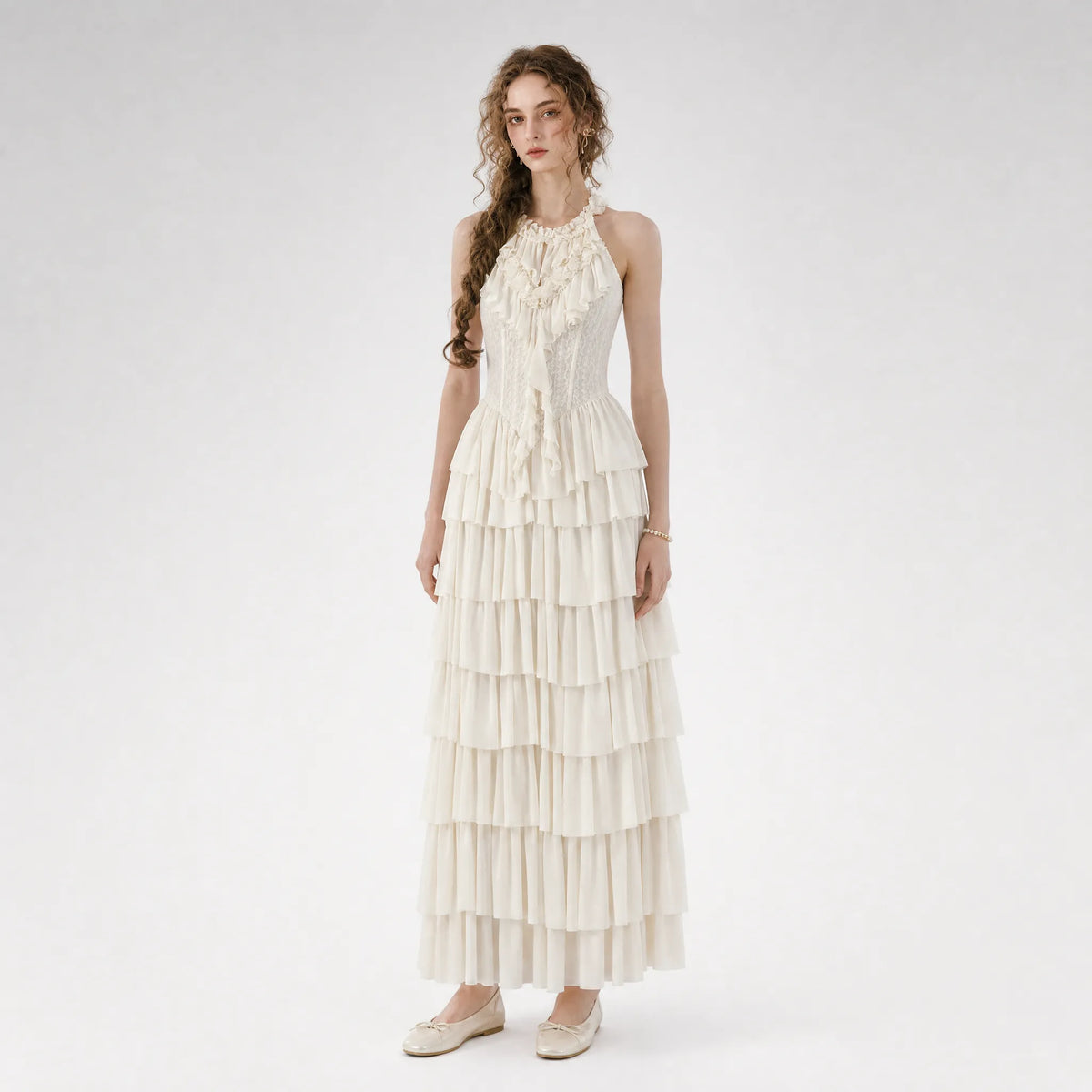 Ruffled Corset Fishbone Dress