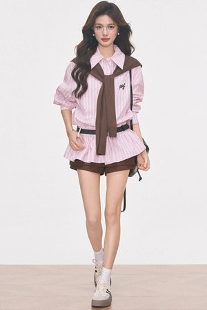 Waist-Cinching Shirt Dress Set-Up
