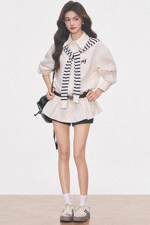 Waist-Cinching Shirt Dress Set-Up
