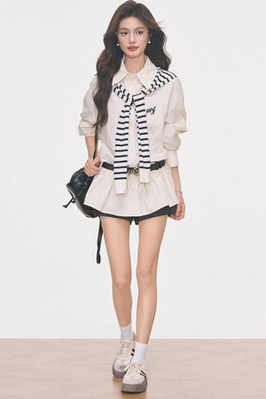 Waist-Cinching Shirt Dress Set-Up