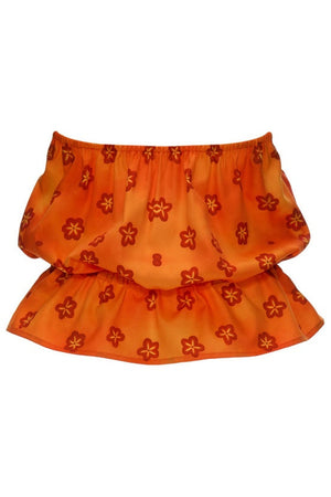 Warm Orange Floral Halter Top