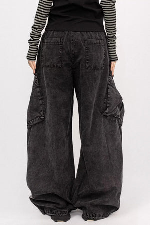 Washed Black-Gray Wide-Leg Jeans