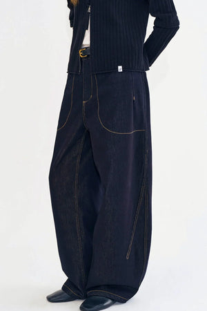 Washed Black Retro Denim Pants