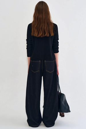 Washed Black Retro Denim Pants