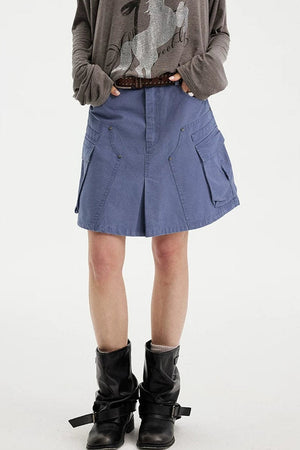 Washed Coffee Cargo A-Line Skirt