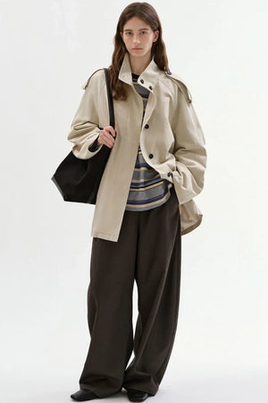 Washed Cotton Short Trench Coat