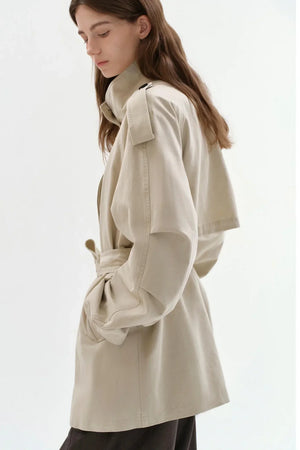 Washed Cotton Short Trench Coat