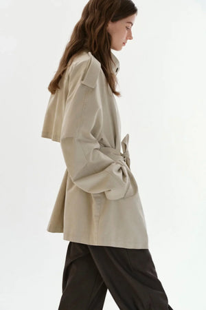 Washed Cotton Short Trench Coat