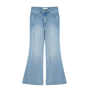 Washed Rhinestone Flared Pants