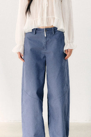 Washed Twill Cotton Loose Pants