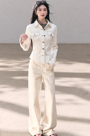 Washed Wide-Leg Lace Pants