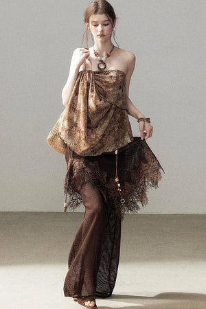Wasteland Style Sleeveless Top and Brown Trousers Set-Up