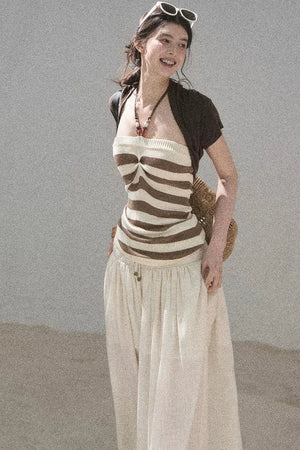 Watercolor Chiffon Wide-Leg Pants