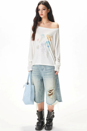 Watercolor Hand-Painted Blouse