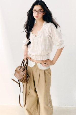 Wave Pleat Chiffon Top