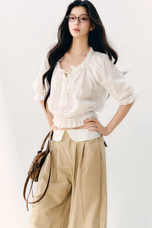 Wave Pleat Chiffon Top