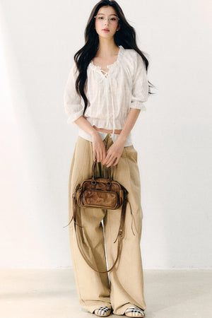 Wave Pleat Chiffon Top