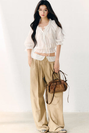 Wave Pleat Chiffon Top