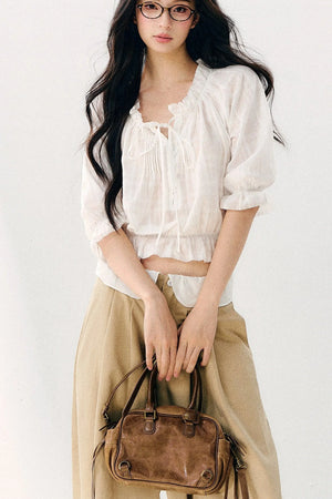 Wave Pleat Chiffon Top