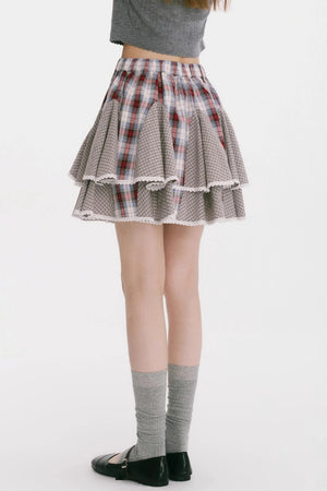 Wave Splicing Pleated Short Skirt