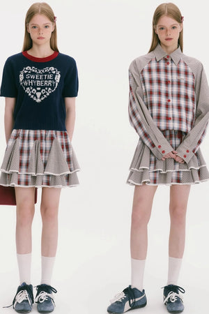 Wave Splicing Pleated Short Skirt