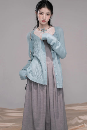 Wavy Wool Diamond Cardigan