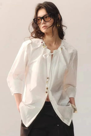 Weightless Beaded Ribbon Blouse