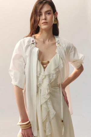 Weightless Beaded Ribbon Blouse