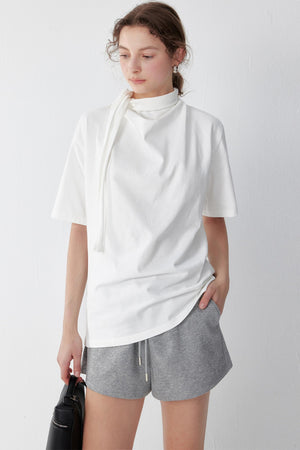 White And Black Cotton Simple T-Shirt