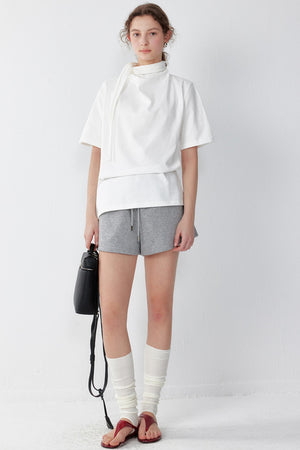 White And Black Cotton Simple T-Shirt