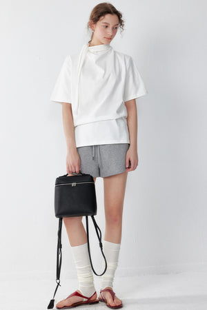 White And Black Cotton Simple T-Shirt